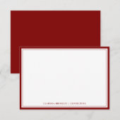 Minimale maroon-flatbriefkaart notitiekaartje (Voorkant / Achterkant)