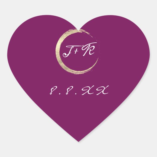 Minimale Marsala witte Monogram Gouden Save The Da Hart Sticker (Voorkant)