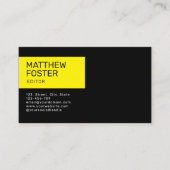 Minimale Masculine Black Yellow Custom QR-code Visitekaartje (Voorkant)