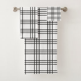Minimale maten zwart-wit Matig speldenartan Bad Handdoek