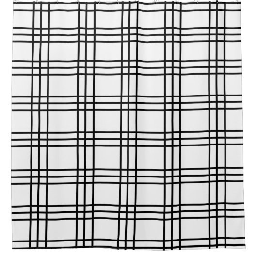 Minimale maten zwart-wit Matig speldenartan Douchegordijn (Voorkant)