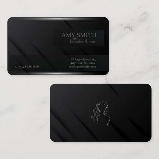 Minimale matzwart, vloeiend en terughoudend visitekaartje (Voorkant / Achterkant)