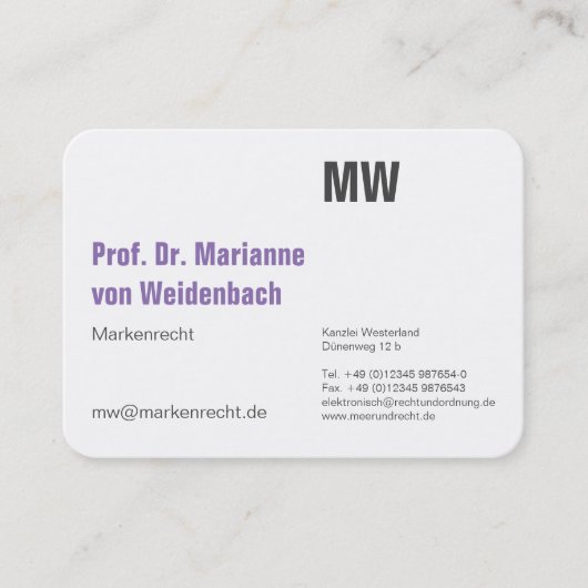 Minimale Maxi-Kaarten Visitekaartje (Voorkant)