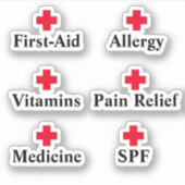 Minimale medicijnkast die eerste hulp organiseert sticker (Voorkant)