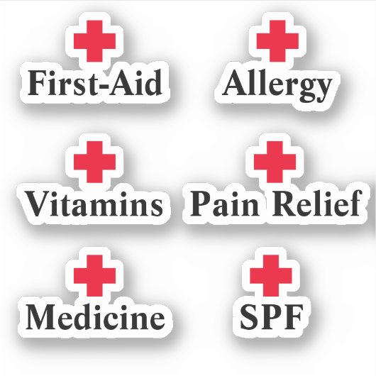 Minimale medicijnkast die eerste hulp organiseert sticker (Voorkant)