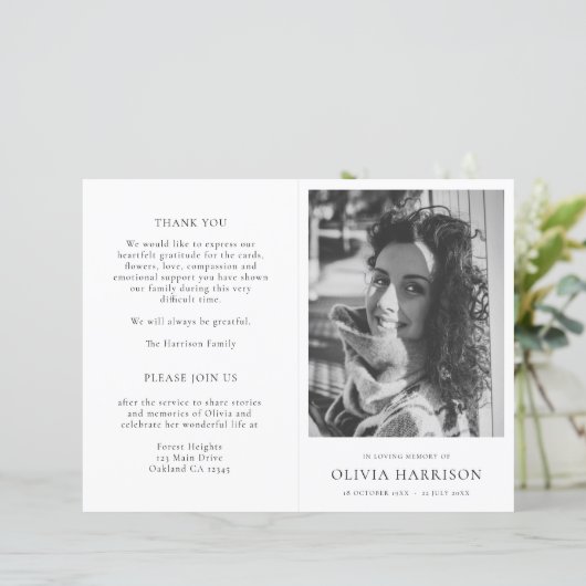 Minimale Memorial Order of Service Funeral Program (Staand voorkant)