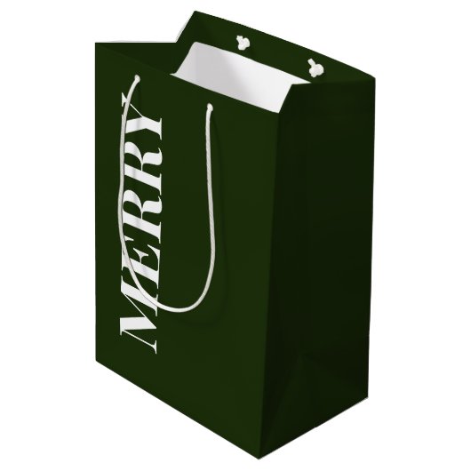 Minimale MERRY | Bosgroene Feestdagen Medium Cadeauzakje (Achterkant Gekanteld)