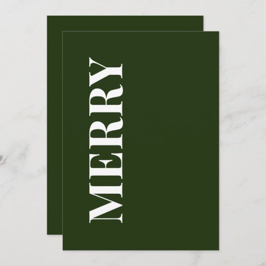 Minimale MERRY | Bosgroene Kerstkaart (Voorkant / Achterkant)