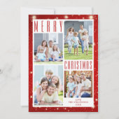 Minimale MERRY CHRISTMAS-foto Collage Red Lights H Feestdagenkaart (Voorkant)