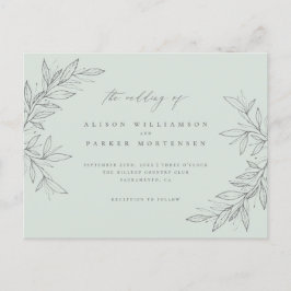 Minimale met de hand getekende grijze Mint Botanic Uitnodiging Briefkaart