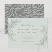 Minimale met de hand getekende grijze Mint Botanic Uitnodiging Briefkaart (Voorkant / Achterkant)