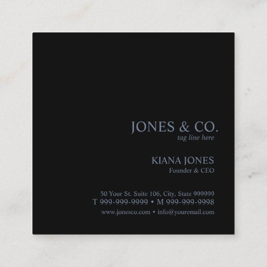 Minimale metalen band Blue ID792 Vierkante Visitekaartje (Achterkant)