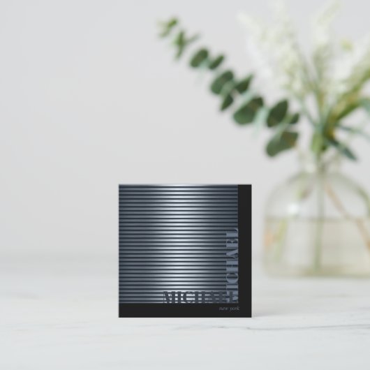 Minimale metalen band Blue ID792 Vierkante Visitekaartje (Staand voorkant)