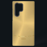 Minimale metalen gouden achtergrond samsung galaxy hoesje<br><div class="desc">Eenvoudig modern,  elegant afbeelding met een metalen gouden achtergrond. Klein zilveren strepen accent.</div>