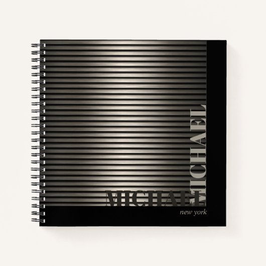 Minimale metalen Stripe Bronze ID792 Notitieboek (Voorkant)