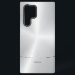 Minimale metalen zilverachtergrond samsung galaxy hoesje<br><div class="desc">Eenvoudig modern,  elegant afbeelding met een metalen zilveren achtergrond. Klein zilveren strepen accent.</div>