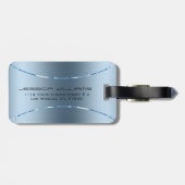 Minimale metallic blauwe achtergrond bagagelabel (Achterkant horizontaal)