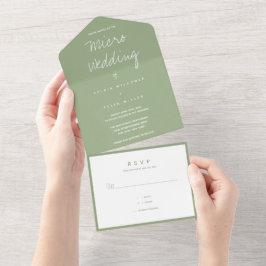 Minimale micropografie van Micro Wedding Sage All In One Uitnodiging