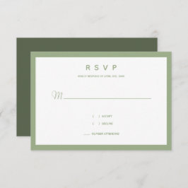 Minimale micropografie van Micro Wedding Sage RSVP Kaartje