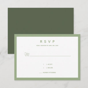 Minimale micropografie van Micro Wedding Sage RSVP Kaartje