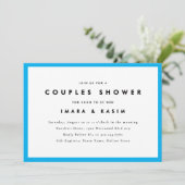 Minimale Mid Century Retro Cyaan Koppels Douche Kaart (Staand voorkant)