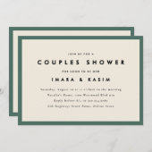 Minimale Mid Century Retro Groene Paren Douche Kaart (Voorkant / Achterkant)