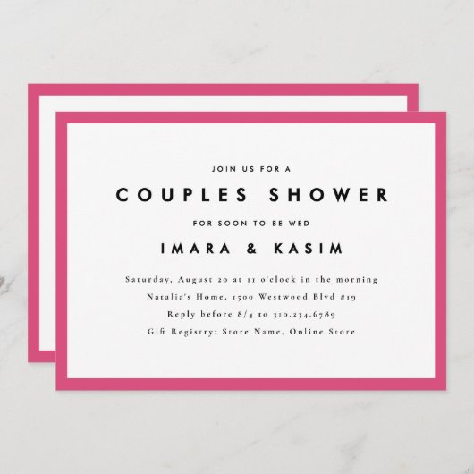 Minimale Mid Century Retro Paren Douche Kaart (Voorkant / Achterkant)