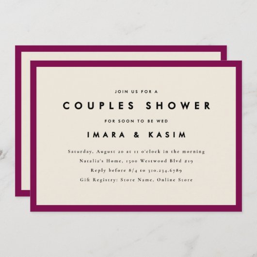 Minimale Mid Century Retro Plum Paren Douche Kaart (Voorkant / Achterkant)