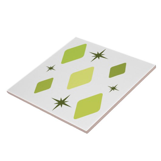 Minimale Mid Mod Diamonds Charteuse Tegeltje (Zijkant)