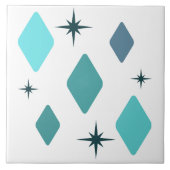 Minimale Mid Mod Diamonds Turquoise Tegeltje (Voorkant)