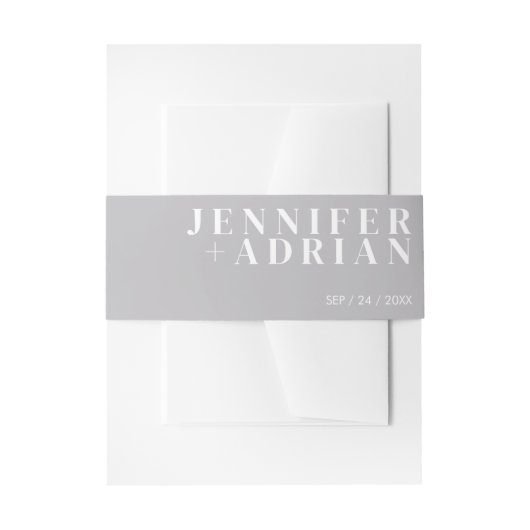 Minimale middelgrijze uitnodiging tailleband uitnodigingen wikkel (Voorkant Voorbeeld)