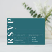 Minimale Midnight Green RSVP Kaart (Staand voorkant)