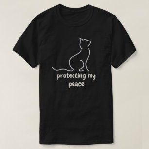 Minimale 'Mijn Vrede Beschermen' Kat Illustratie T-shirt