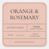 Minimale Millenniumroze Blush-kaartenlabel Vierkante Sticker (Voorkant)