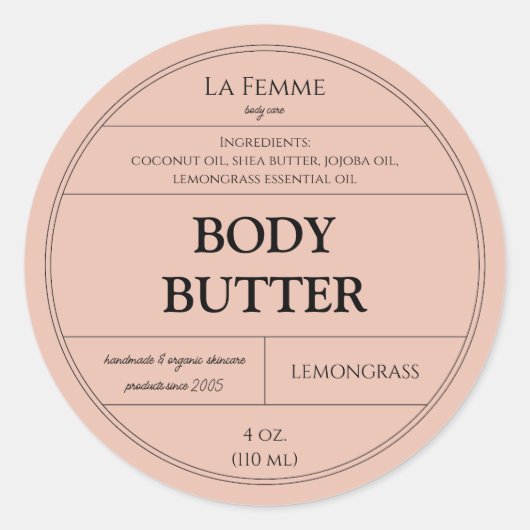 Minimale Millenniumroze Cosmetische Etiket (Voorkant)