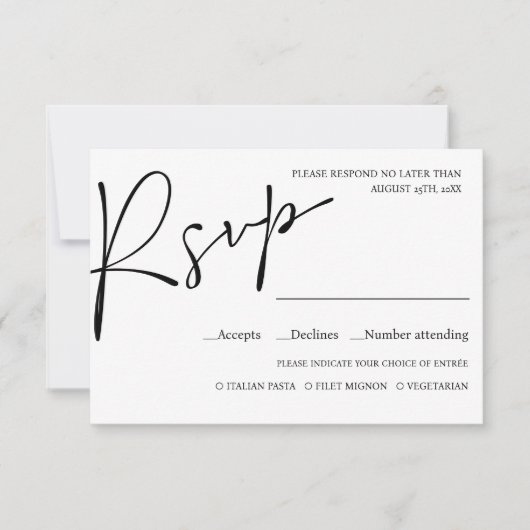 Minimale MINIMAAL KEUZE VOOR MINIMAAL GEBRUIKTE WE RSVP Kaartje (Voorkant)