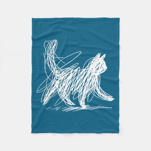 Minimale Minimalistische Kattenkunst Fleece Deken (Voorkant)