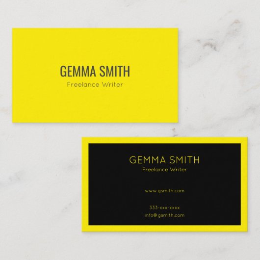 Minimale minimalistische legant voor zwart en geel visitekaartje (Voorkant / Achterkant)