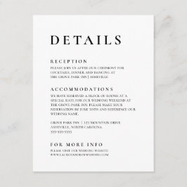 Minimale minimalistische legant voor zwart en wit informatiekaartje