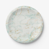 Minimale Mint Green Marble Glam Golden Vip Papieren Bordje (Voorkant)