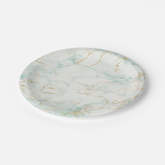 Minimale Mint Green Marble Glam Golden Vip Papieren Bordje (Gekanteld)