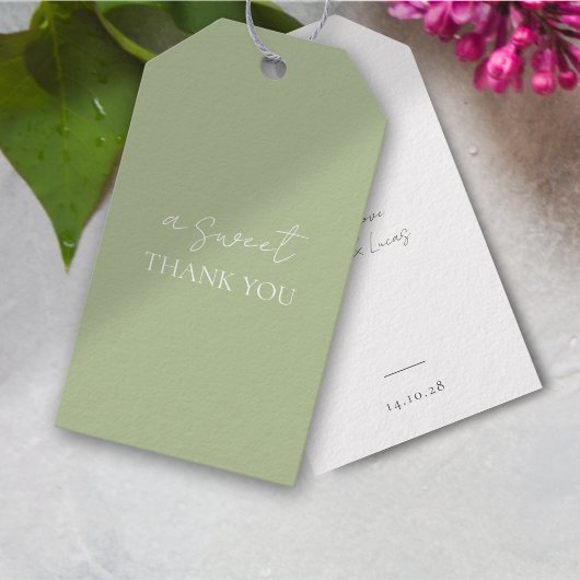 Minimale Mint Groen & Wit Bruiloft Dank u Cadeaulabel