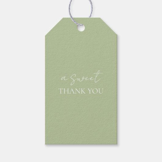 Minimale Mint Groen & Wit Bruiloft Dank u Cadeaulabel (Voorkant)