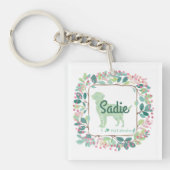 Minimale Mint Labrador | Aangepaste naam & foto Sleutelhanger (Voorkant)