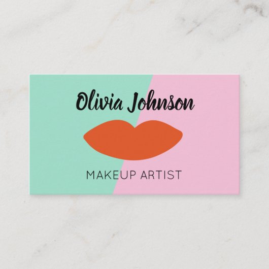 Minimale mint voor moderne grafische Rode Lips sch Visitekaartje (Voorkant)