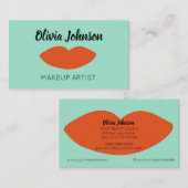 Minimale mint voor moderne grafische Rode Lips sch Visitekaartje (Voorkant / Achterkant)