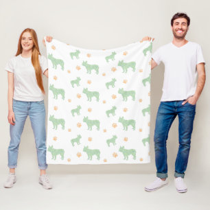 Minimale mintkleurige Franse bulldog Silhouet deke Fleece Deken