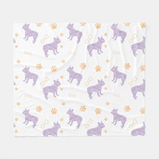 Minimale mintkleurige Franse bulldog Silhouette de Fleece Deken (Voorkant (Horizontaal))