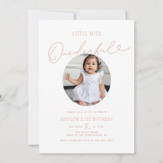 Minimale Miss Onederful 1ste verjaardag Kaart (Voorkant)