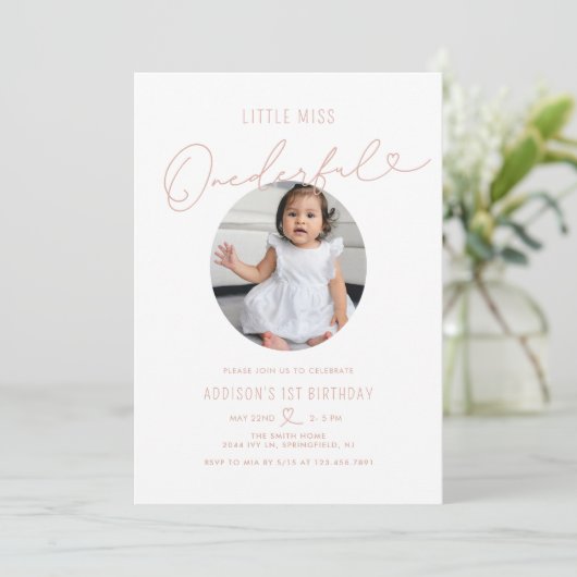 Minimale Miss Onederful 1ste verjaardag Kaart (Staand voorkant)